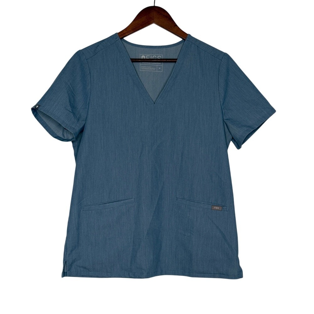 FIGS Casma Scrub Top FW1100 Blue V-Neck 3 Pocket Medical Uniform PO 1299 Sz M